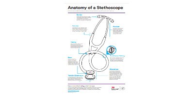 Stetoskop anatomisini gösteren bir poster
